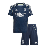 Kinder Real Madrid Auswärts-Trikot-Set (Trikot + Shorts) 2025/26 Marineblau