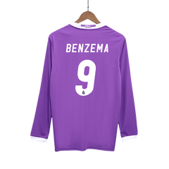 Retro BENZEMA #9 2016/17 Real Madrid  Auswärtstrikot  mit langen Ärmeln