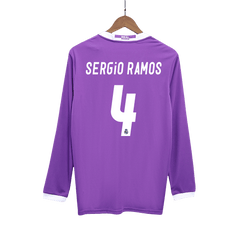 Retro SERGIO RAMOS #4 2016/17 Real Madrid Auswärtstrikot mit langen Ärmeln
