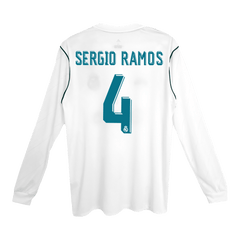 Retro SERGIO RAMOS #4  Real Madrid Heimtrikot mit langen Ärmeln 2017/18