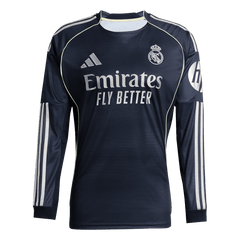 Real Madrid Auswärtstrikot mit langen Ärmeln 2025/26 – Marineblau
