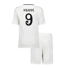 Günstiges Real Madrid-Kindertrikot MBAPPÉ #9 Heim 2024/25 (Shirt+Shorts)